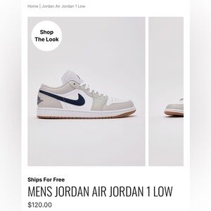 Jordan Air Jordan 1 Low in White and Navy